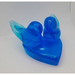 Vintage Double Bluebirds of Happiness Titan Art Glass Signed 2000